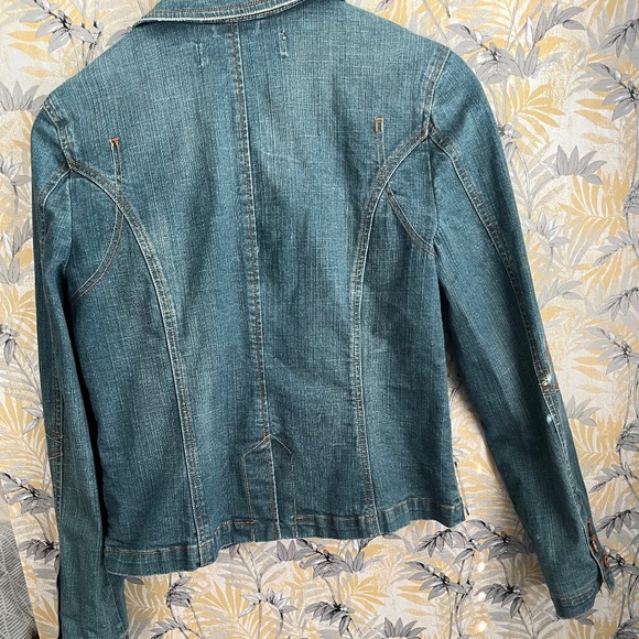 Jeanstar Light Blue Denim Jean Jacket Fitted Copper Button Blazer Size M - Picture 3 of 10